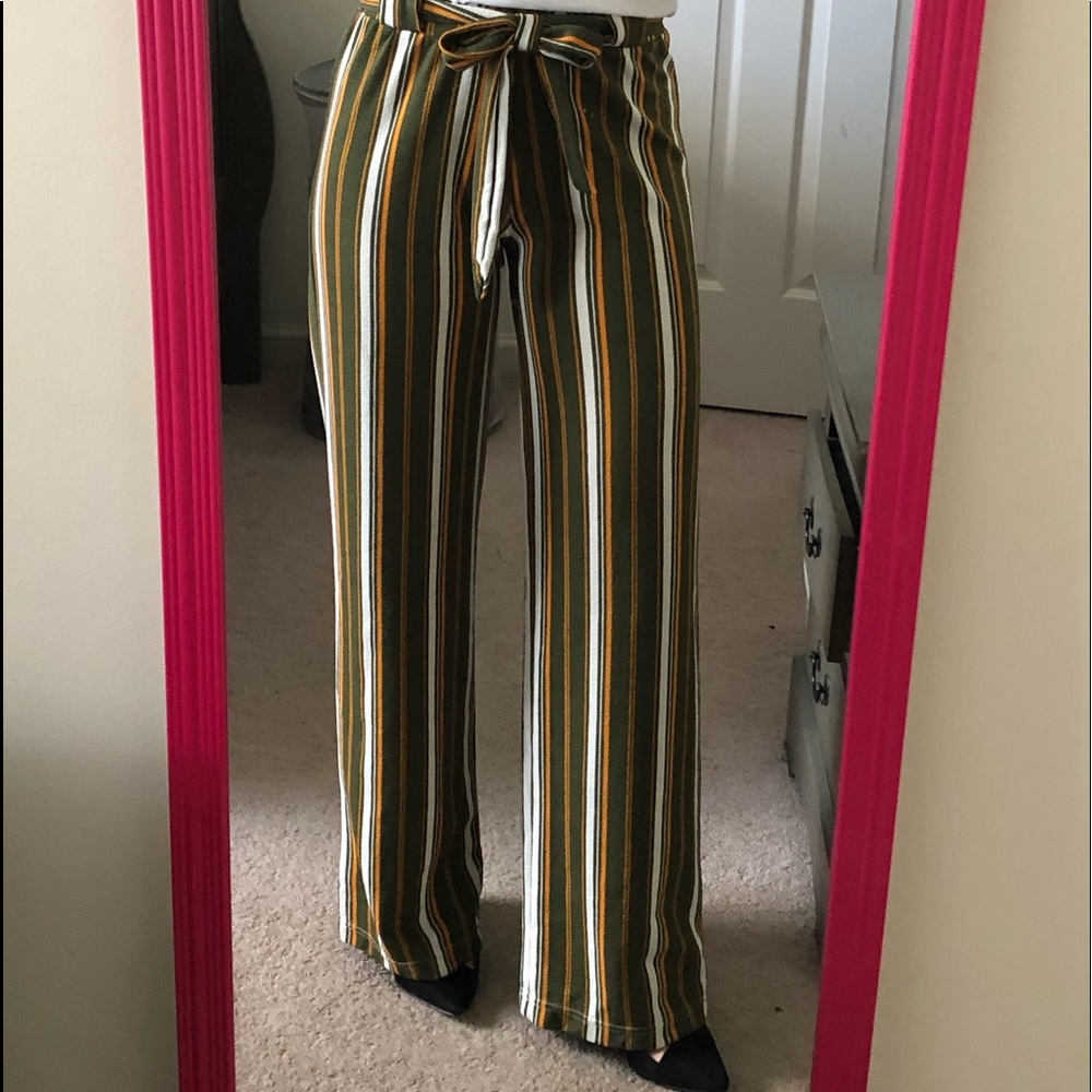 Green wide legged pants